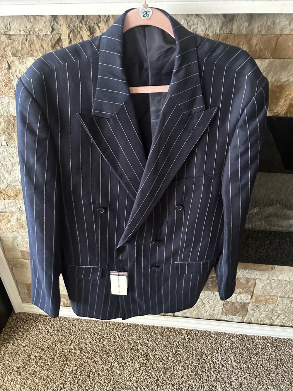 BNWT Men’s Oversized Pinstripe Blazer Navy & White Stripe Old Money